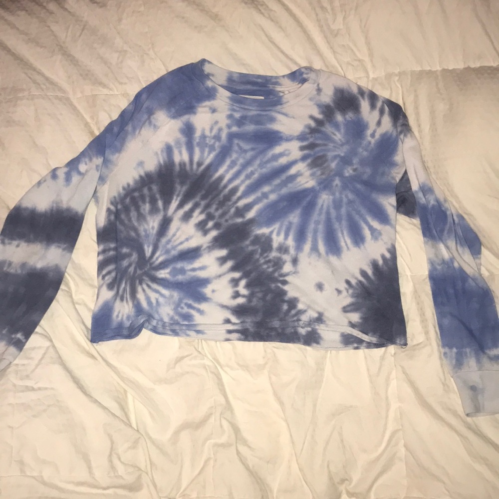 Mossimo Supply Co. Blue Tie Dye Cropped Sweater